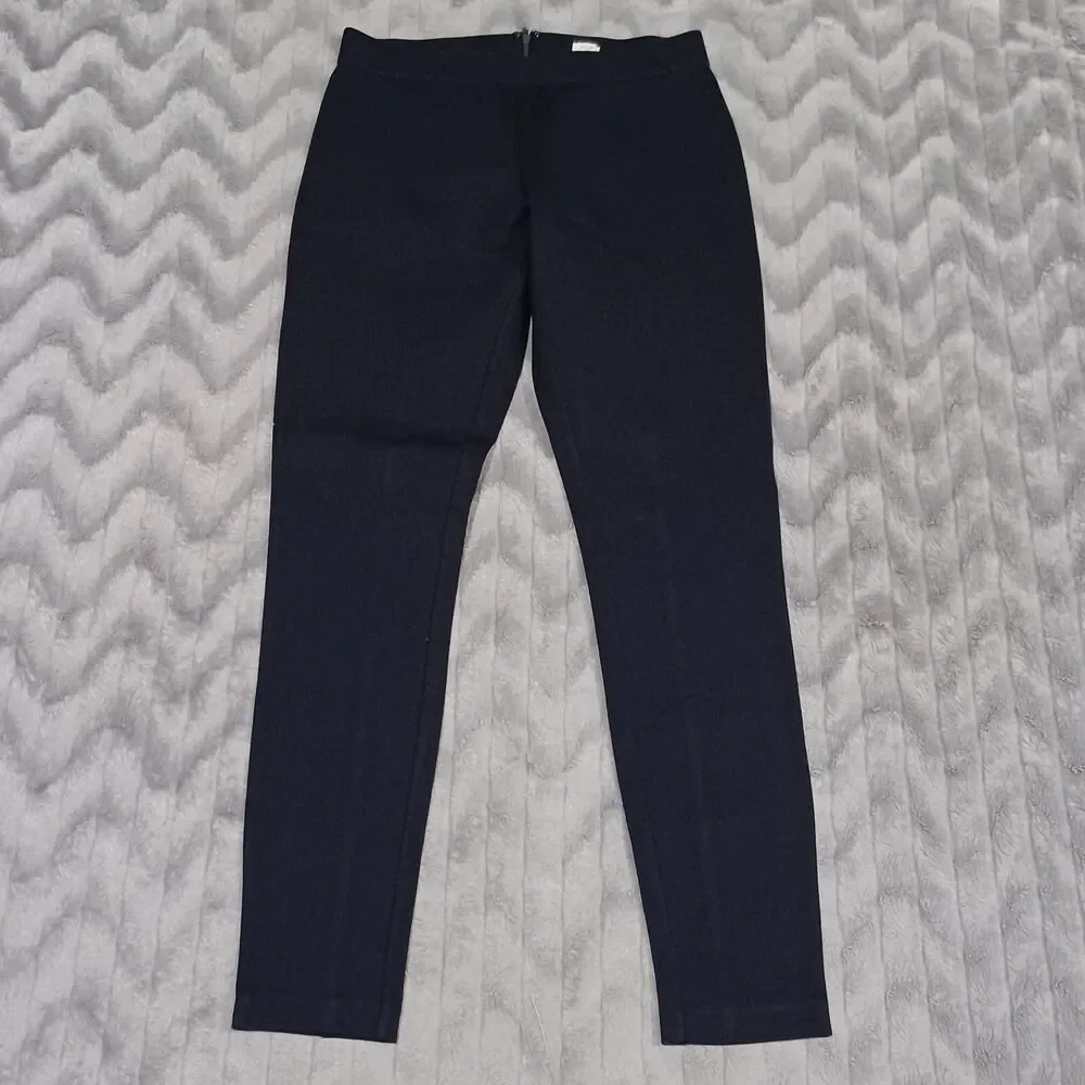J Crew Womens Size 6 Black Flat Front Elastic Waist Skinny Career Pants